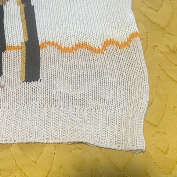 Men's Beige Sweater with Tropical Design - Picture 9 of 16